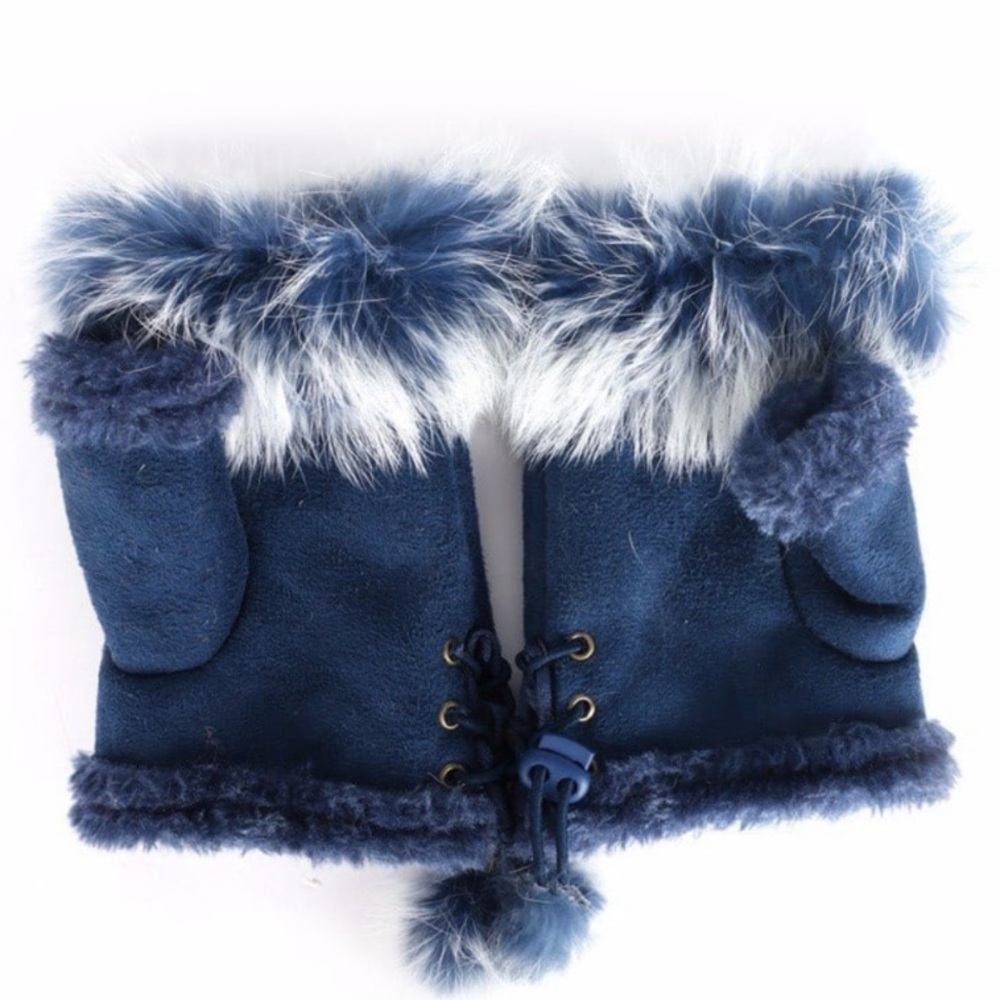 Fingerless Fur Trim Gloves - Picture 3 of 6